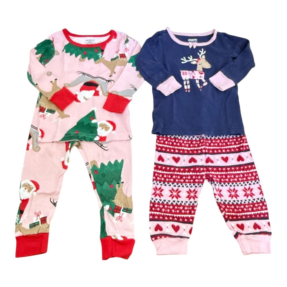 Carter's Gymboree Girls Christmas Pajamas 18 Months Long Sleeve PJs 4 Pieces